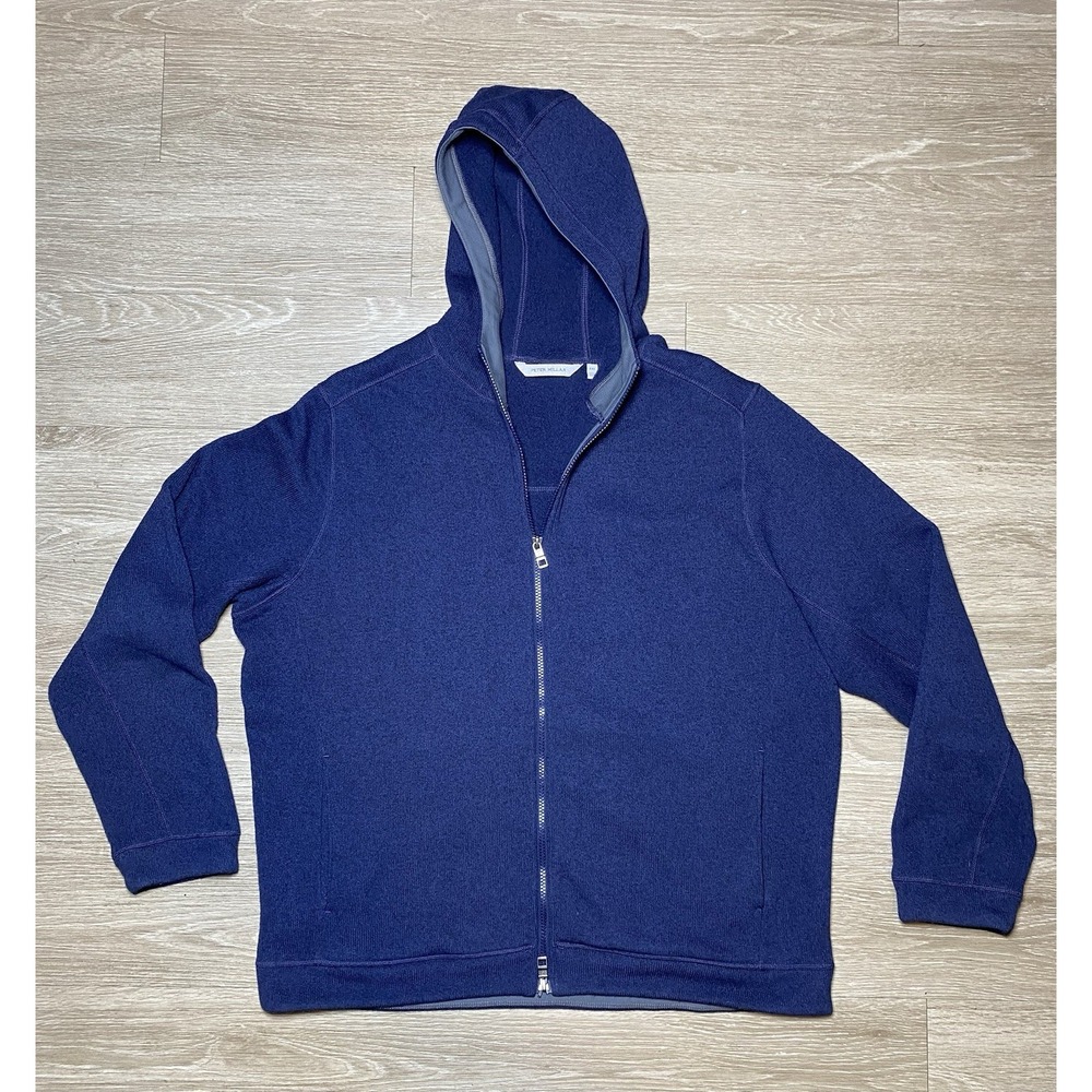 Men Size 2XL Peter Millar Hoodie Jacket Navy Blue Crown Sweater Fleece Full Zip
